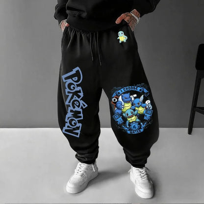 Pokemon Print New Streetwear 2026 Mens High Waist Cotton Pants Wide Leg Trousers Loose Fit Casual Breathable Sweatpants