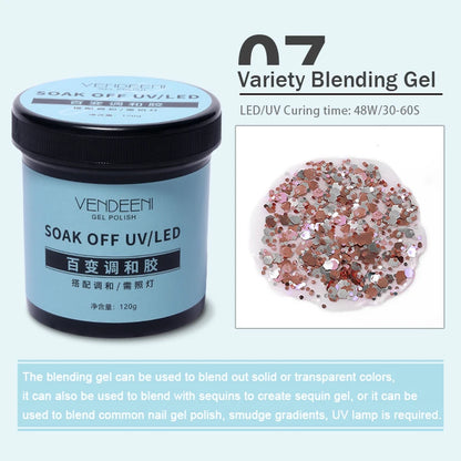 Vendeeni 120g High Capacity Nail Art Functional Gel No Wipe Top Coat Base Coat Painless Extension Gel Leveling Reinforcing Gel