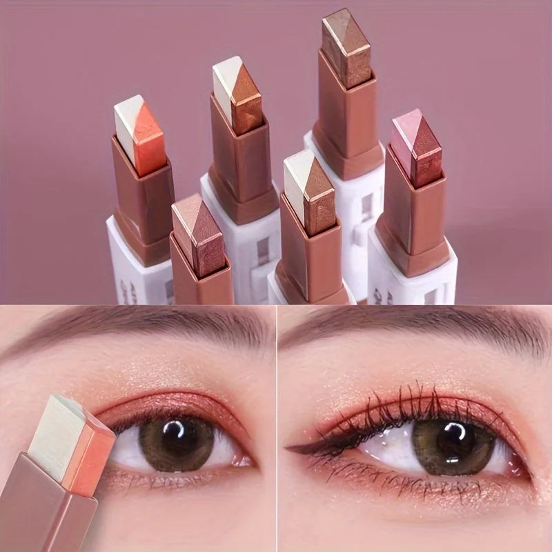 6pcs Double Color Eyeshadow Sticks Set, Pearl and Matte Fine ShimmerEyeshadow Pens, Long-lasting Waterproof and Non-fading