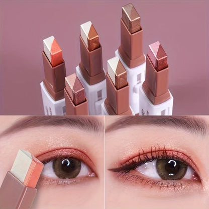 6pcs Double Color Eyeshadow Sticks Set, Pearl and Matte Fine ShimmerEyeshadow Pens, Long-lasting Waterproof and Non-fading