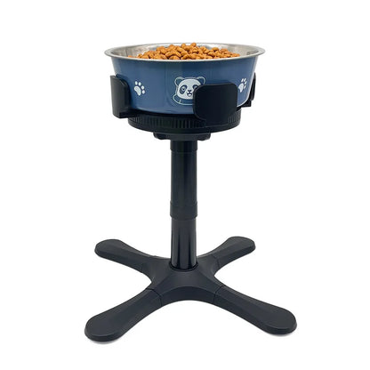 Adjustable Elevated Dog Bowl Stand with Non-Slip Base 3 Height Tilt Settings 14-24.5cm Bowls Stainless Steel Dish for Dogs Cats