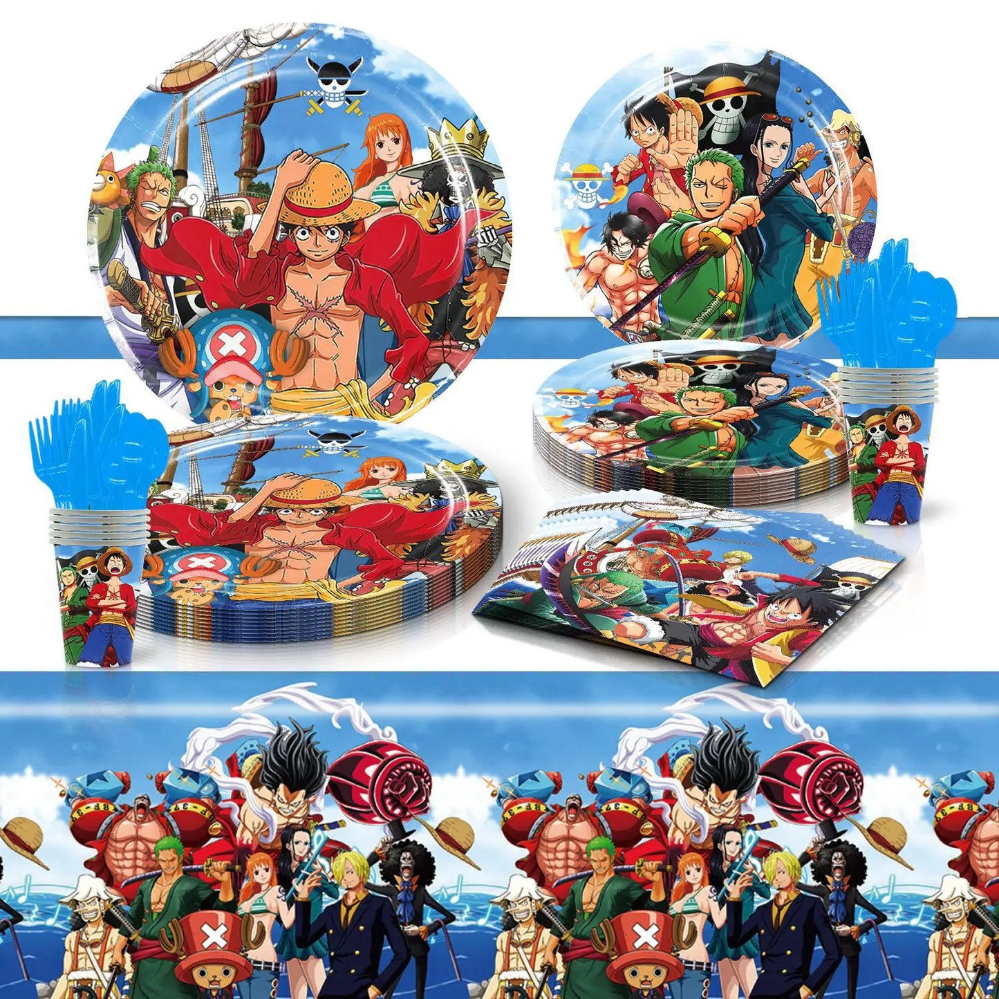 One Piece Birthday Party Decoration Kit – Plates, Cups & Balloons
