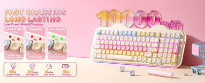 YUNZII C98 Wireless Mechanical Keyboard, 99-Key Hot Swap Gasket Keyboard with Numpad, Custom RGB Backlight,Cute Keeb for Win/Mac