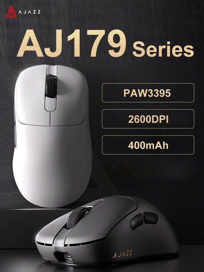 AJAZZ AJ179 PRO PAW3395 Lightweight Wired Wireless Mouse with Magnetic Charging Base Ergonomic Macro Gaming Mouse for PC Laptop