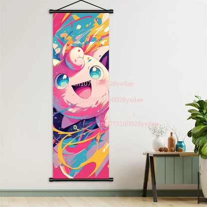 Printed Poster Anime Wall Artwork Gengar Pictures Charizard Painting Canvas Pikachu Hanging Scrolls Home Room Decor