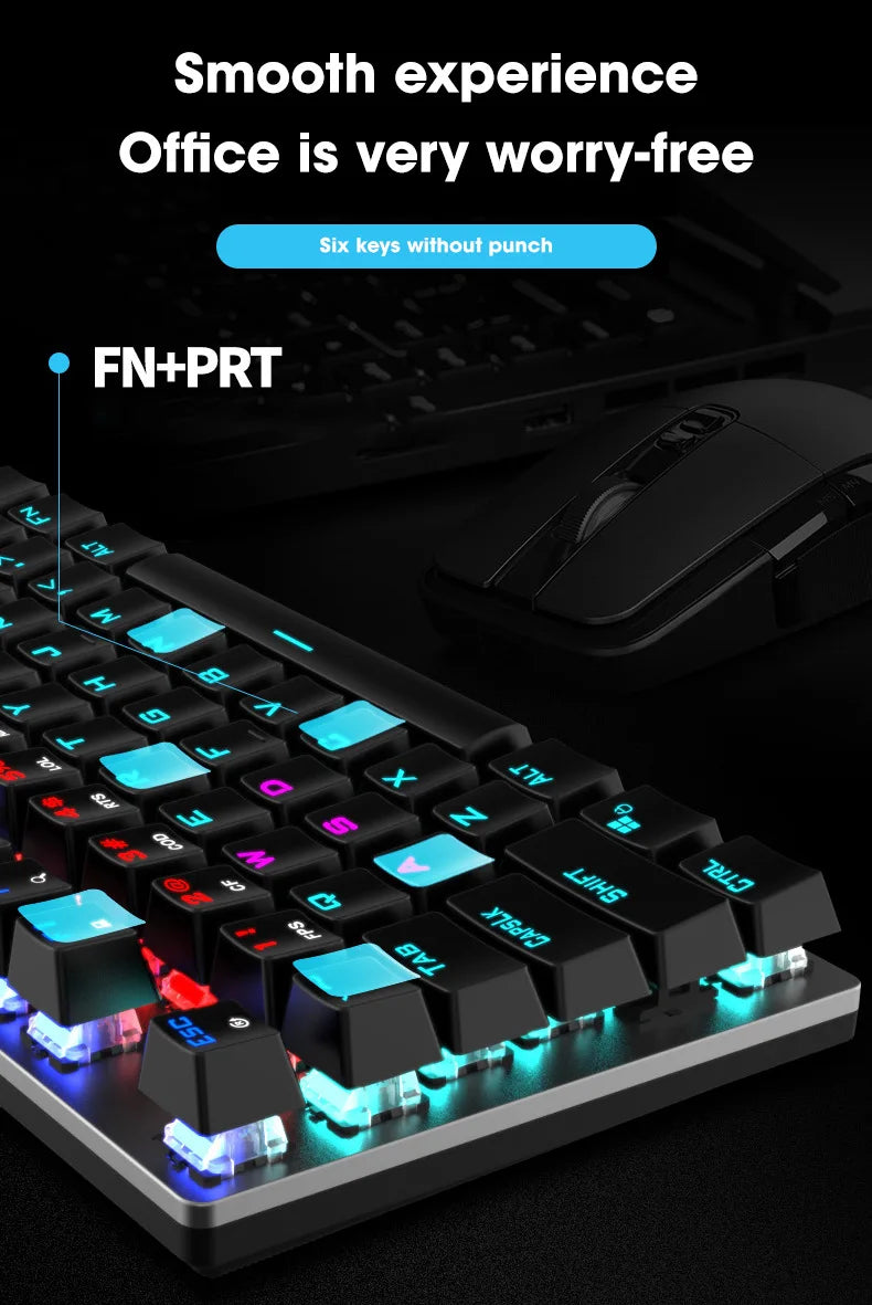 GK410 Professional Mechanical Keyboard: Metal Panel & RGB Backlit Gaming Edition