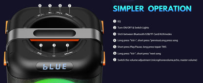 T27 Wireless Bluetooth Speaker, Karaoke Machine with 2 Microphone, Home Karaoke Party Speaker with Led Light