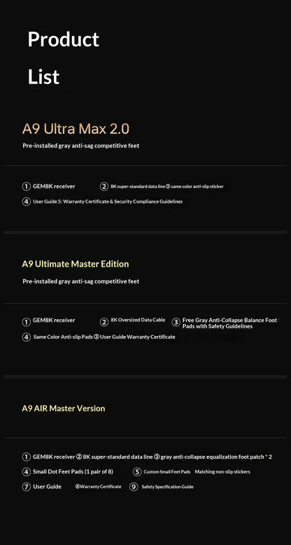 ATK DragonFly A9 Air Ultimate Wireless Gaming Mouse PAW3950 Ultra 42000DPI 750IPS 8KHz RGB Ergonomic Design for Windows MacOs