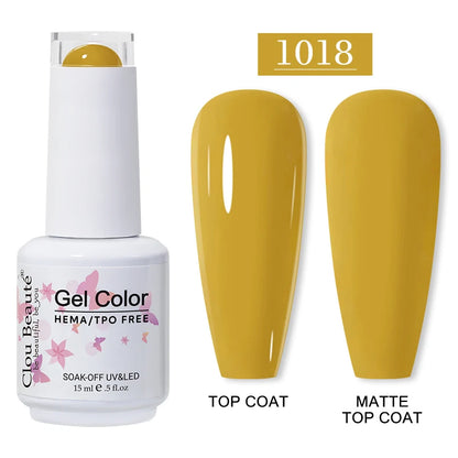 Clou Beaute 15ml Red Color Gel Polish Vernis Semi Permanent UV Varnish Gel Nail Polish Hema TPO Free Nails Art Manicure TOP BASE