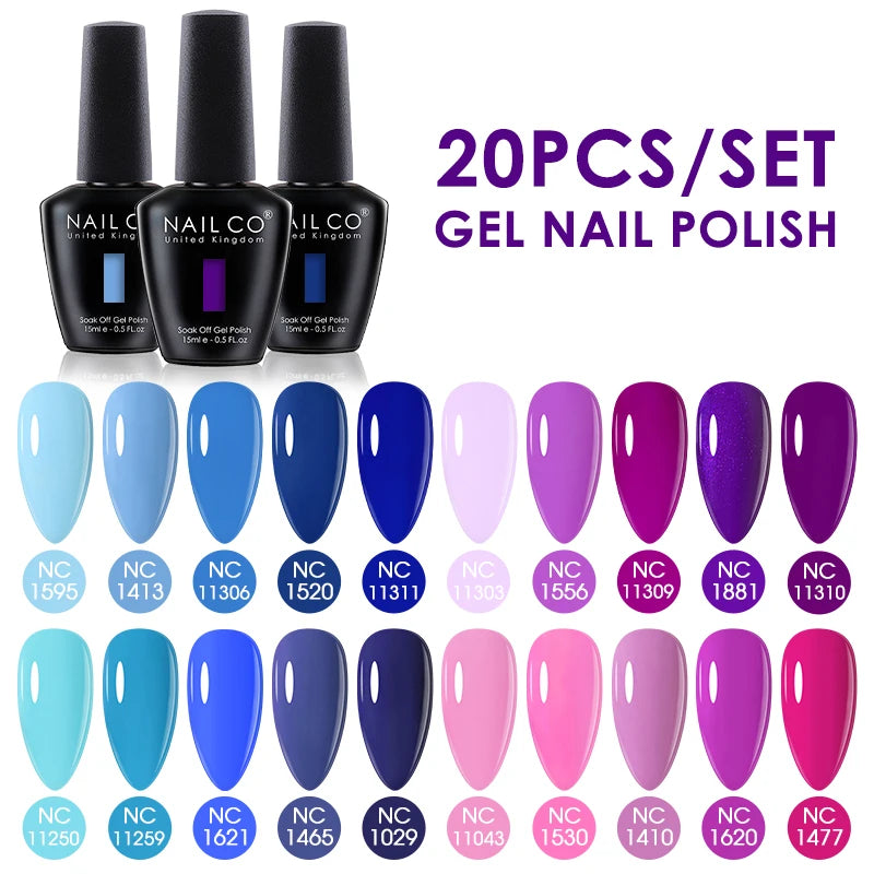 NAILCO 15ml 30/20/10pcs/Set UV Gel Nail Polish Semi Permanent Esmalte Vernis LED Gel Varnish Soak Off Nail Art All For Manicure