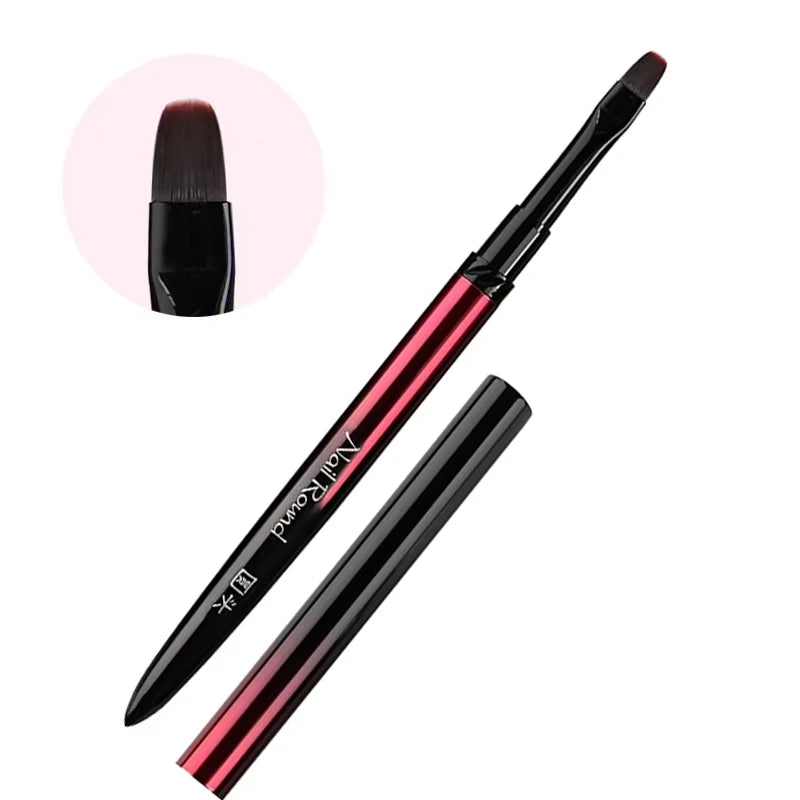 Nail Art Brush Metal Handle Phototherapy Acrylic UV Gel Brush Nails Extension Builder Painting Drawing Pen DIY Manicure Tools