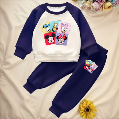 Spring Fall Boys and Girls Casual Sweatshirts Sets Kids O Neck Spliced Hoodies and Long Pants 2pcs Suit Children's Tracksuit New