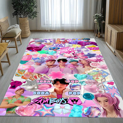 K-Pop Demon Hunters Golden Saja Boys Living Room Non-Slip Area Rug Soft Carpet for Bedroom Playroom Sofa,Home Decor Doormat