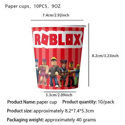 Robot Boy Happy Birthday Decoration Tableware Set Roblox Paper Tablecloth Plate Cup Cake Balloon Baby Shower Game Party Supplies