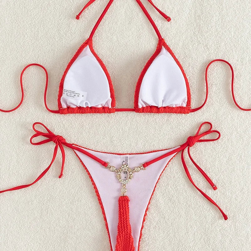 Sexy Three-Point Bikini Swimsuit Hot Sale Of The Season New Women's Split Design Cross-Border Swimwear Attractive And Fashionabl