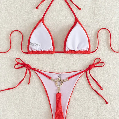 Sexy Three-Point Bikini Swimsuit Hot Sale Of The Season New Women's Split Design Cross-Border Swimwear Attractive And Fashionabl