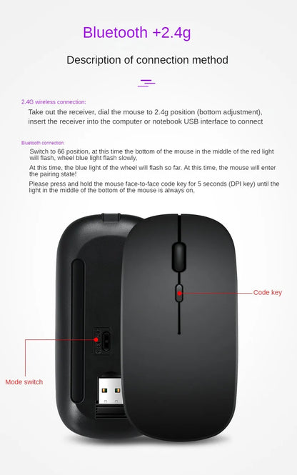 Wireless Mouse For Laptop PC Bluetooth Rechargeable Mouses Wireless Computer Silent Mice LED Backlit Ergonomic Gaming Mouse