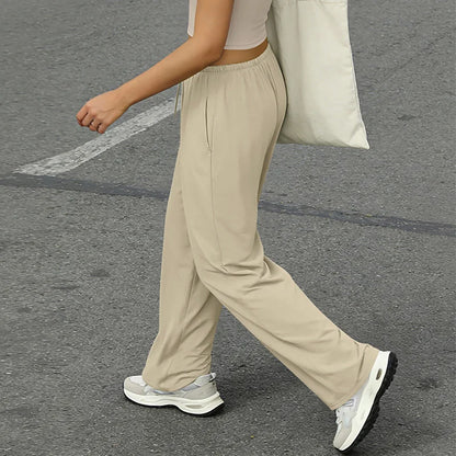 Wide Leg Flared Leggings Women's Fitness Running Pants Drawstring Sports Tights Woman Leisure Nude-Feel Workout Joggers Trouser