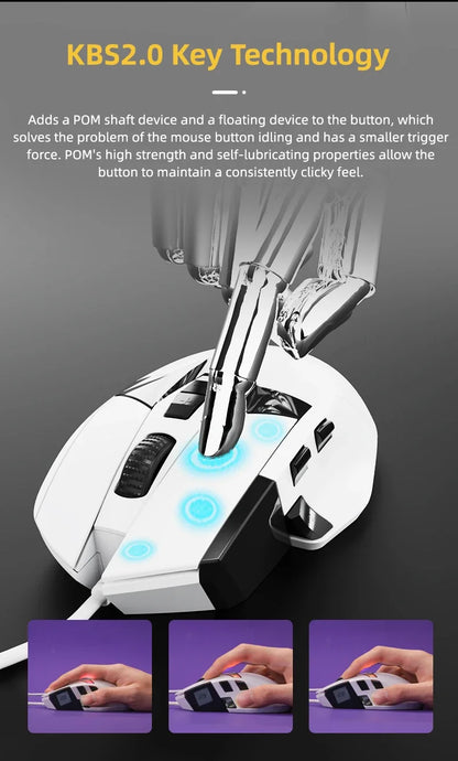 DAREU A980 Wired Gaming Mouse 8KHz 26000 DPI PAW3395 RGB Optical Sensor Ergonomic Programmable Mice for PC Laptop Gamer