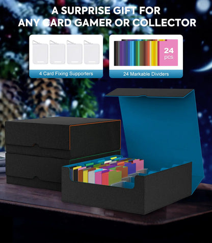MoKo Trading Card Storage Box 3800+ MTG Deck Box with 24 Colorful Dividers & 5 Card Supporters 5 Row Commander Card Deck Box