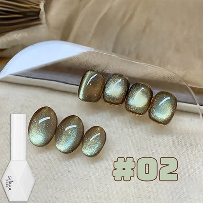 WS 10ML Sunlight Cat Eye Gel Nail Polish Autumn Winter Whitening Wine Red Color Light Sunset Glow Cat Eye Glass Beads Nail Atr
