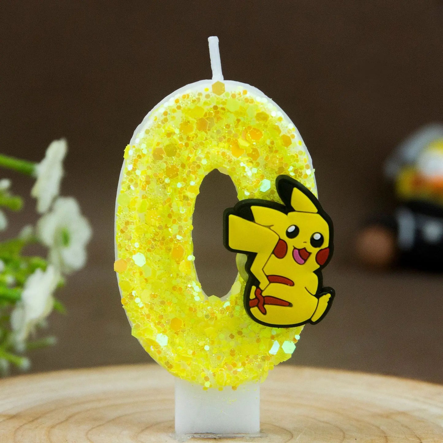 Birthday candle yellow Pikachu party cake decoration plug-in digital candle 0-9