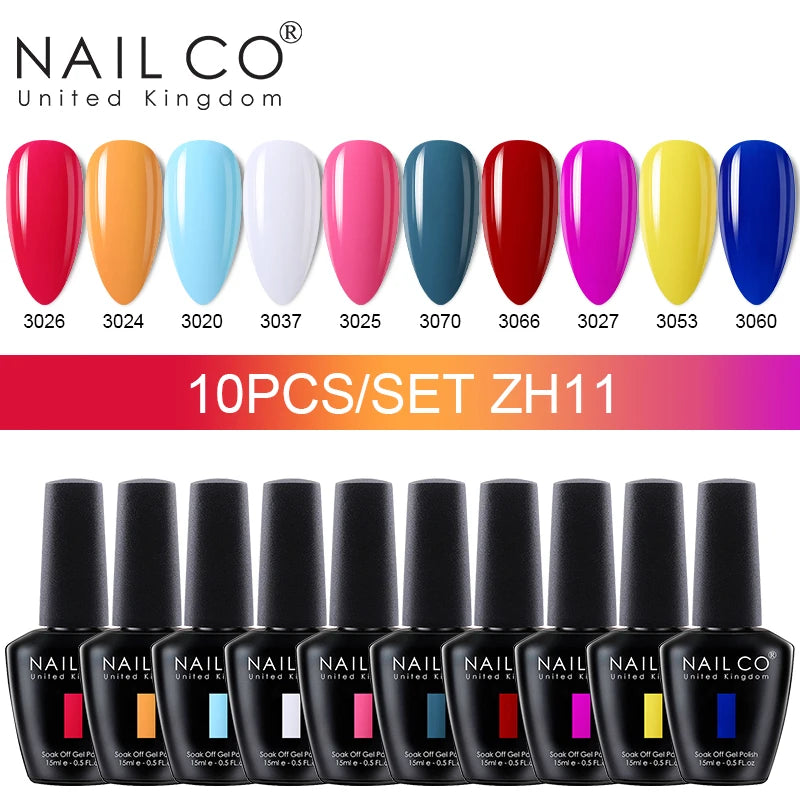 NAILCO 15ml 30/20/10pcs/Set UV Gel Nail Polish Semi Permanent Esmalte Vernis LED Gel Varnish Soak Off Nail Art All For Manicure
