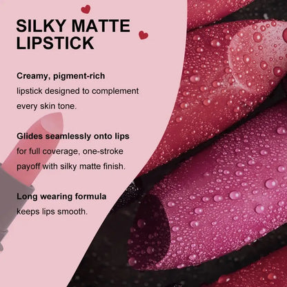 Velvet Matte Lipstick Non Transfer Waterproof Highly Pigmented Longwear Nude Peach Brown Cherry Tones Smooth Lip Makeup
