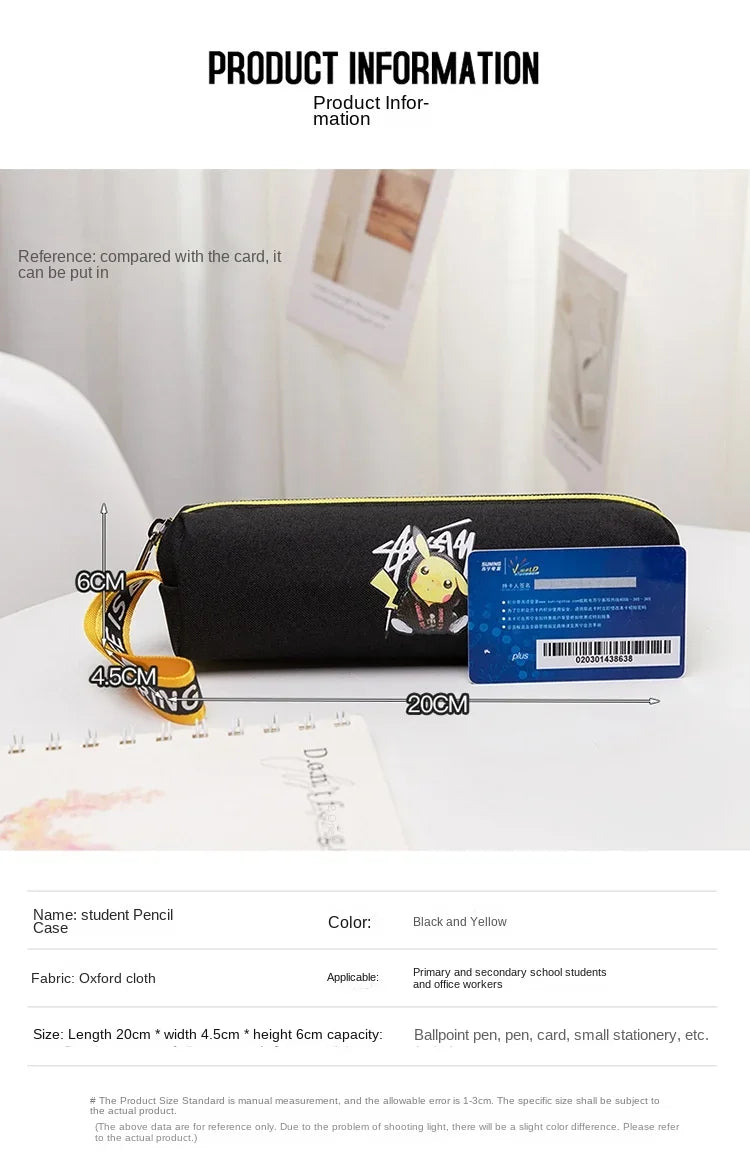 New Anime Pokemon Pikachu Pencil Case Kawaii Cartoon School Student Glowing Pencil Bag Stationery Kids Supplies Festival Gift