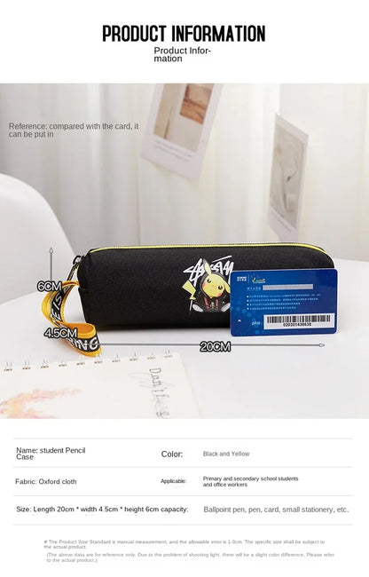 New Anime Pokemon Pikachu Pencil Case Kawaii Cartoon School Student Glowing Pencil Bag Stationery Kids Supplies Festival Gift