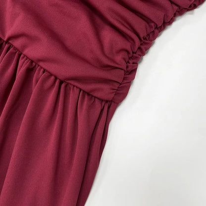 2026 Summer Fashion Solid Color Strapless Strapless Sleeveless Lady Long Dress New Elegant Sexy Slimming Pleated Women's Dresses