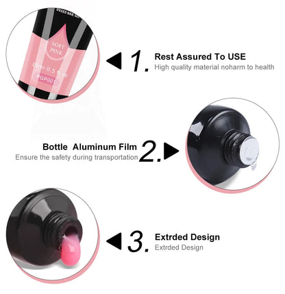 LIMEGIRL 15ml Nail Extension Gel Set with UV LED Light Nail Thickening Sequin Glitter Gel Set Vernis Semi-Permanent Manicure Kit
