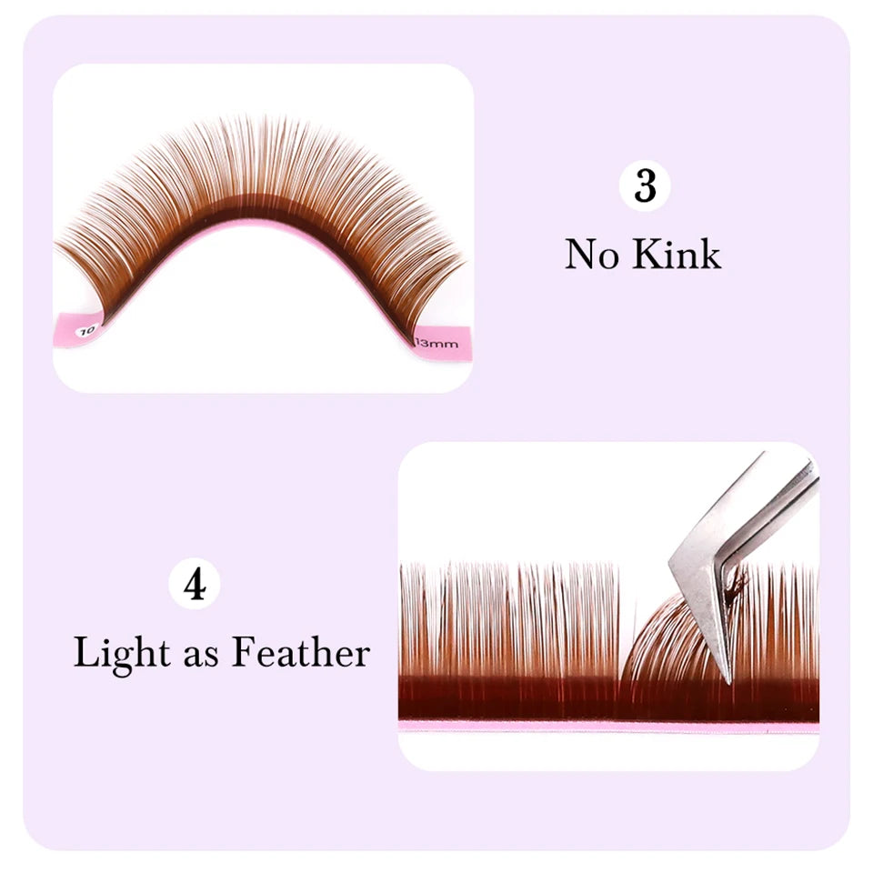 Brown Individual Eyelashes Extension 8-15 Mixed Lash Colorful Premium Dark Brown Lashes Soft Natural Mink False Eyelashes Makeup
