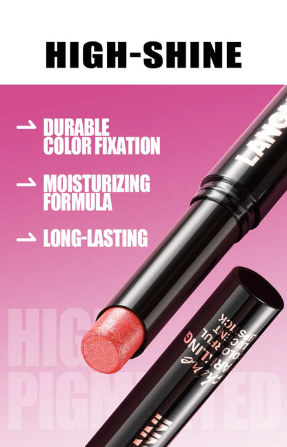 LANGMANNI 10 colors slant mouth pearlescent swivel slant mouth design lipstick single pack lipstick lasting color lip gloss
