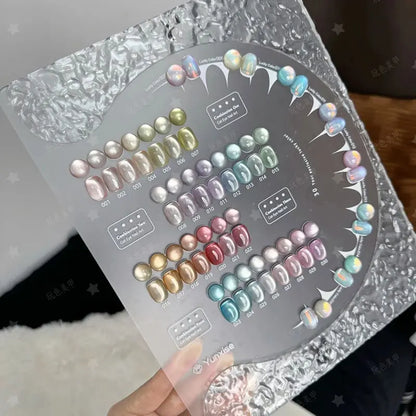 Eleanos 30pcs Aurora Cat Eye Gel Set WIth Aurora Powder  Shiny Shimmer Fairy Crystal Magnetic Gel Nail Polish UV/LED Gel Polish