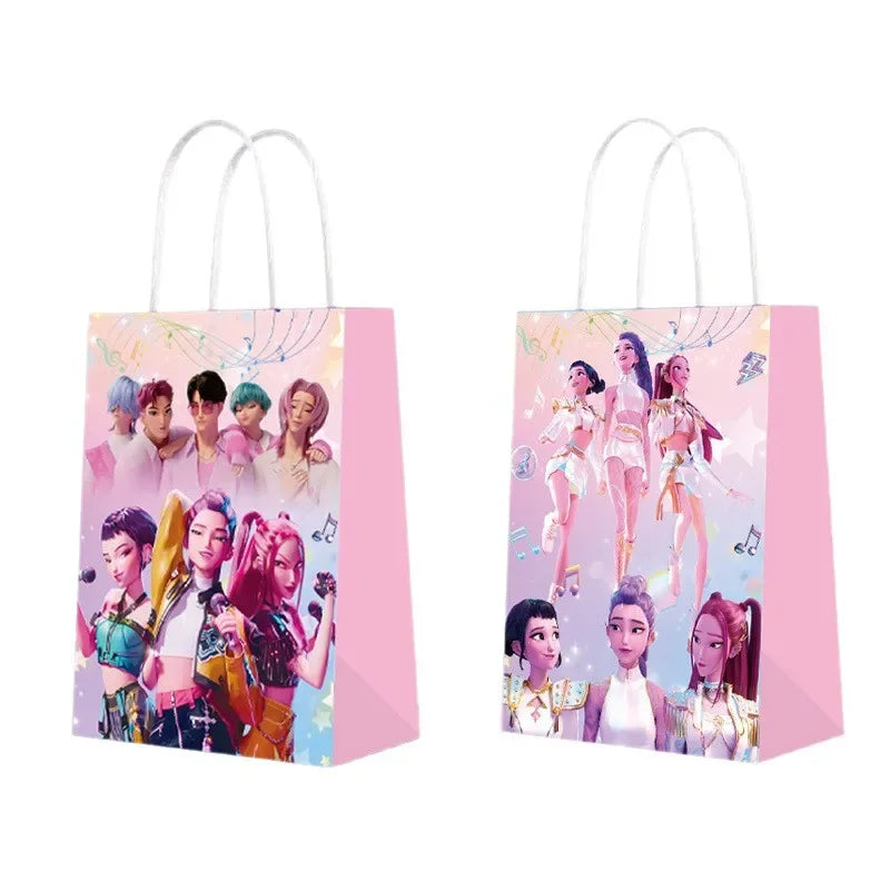 Hunters K-Pop Idol Party Favor Bags: 12-Piece Sealable Gift Bag Set with Stickers