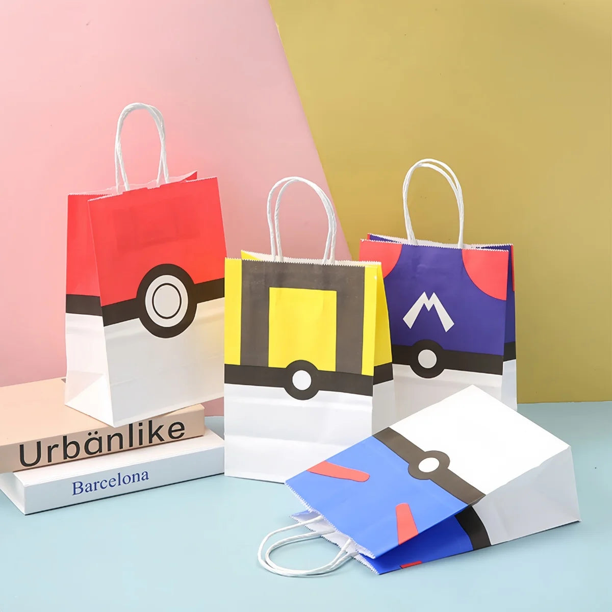 Pokemon Gift Bags Pikachu Hand-held Paper Packing Treat Bag Anime Kraft Paper Bag Gift Packaging Party Festive Supplies Kids Toy