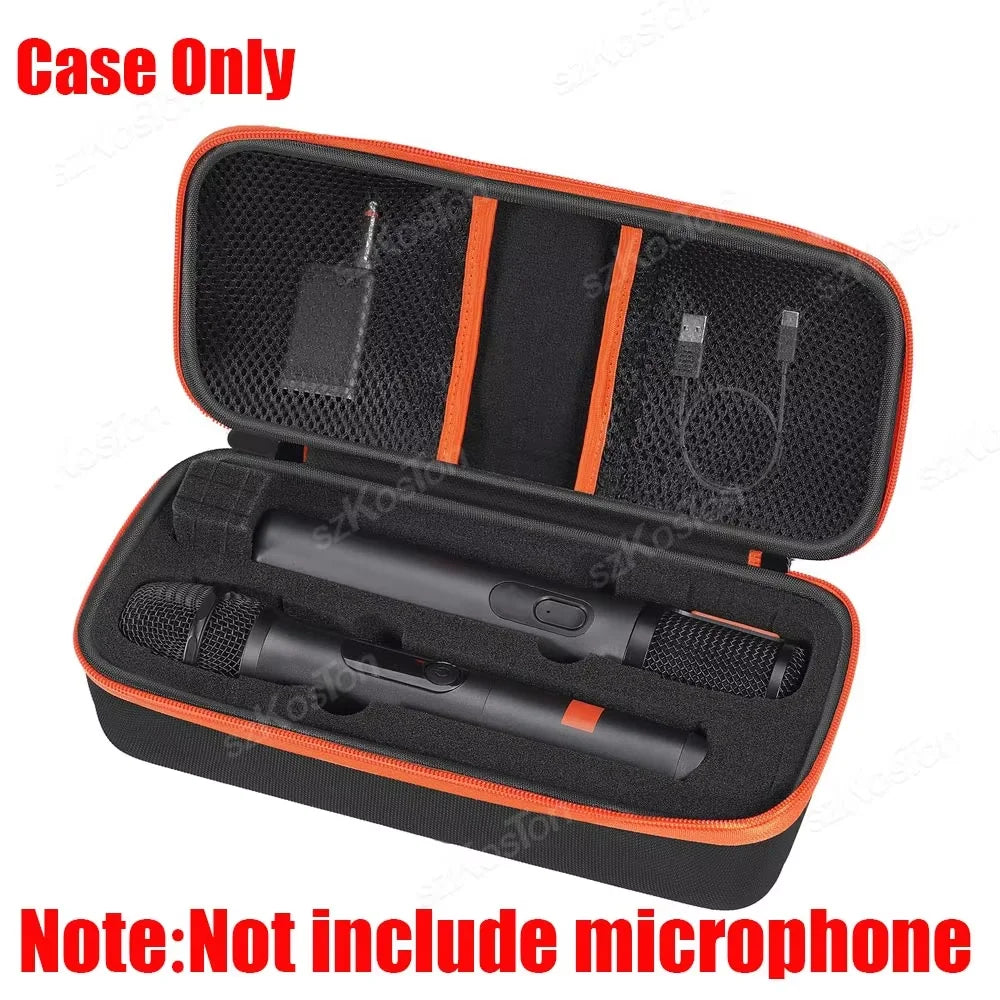Travel Storage Bag Wireless Microphone Case Compatible with JBL 2 Mic Adjustable DIY Foam for Partybox Mic Portable Bag