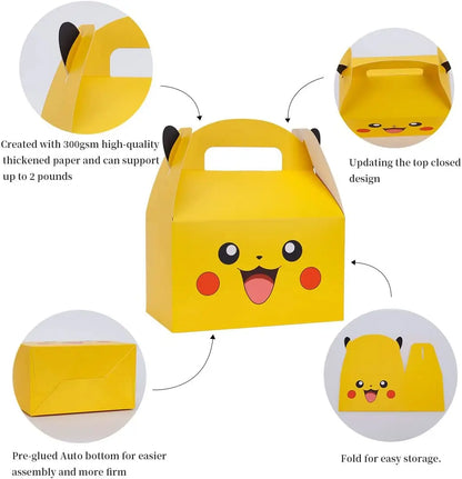 Pokemon Party Favors Birthday Party Decorations Pikachu Paper Gift Bags Handle Candy Box Baby Shower For Kids Supplies Gifts