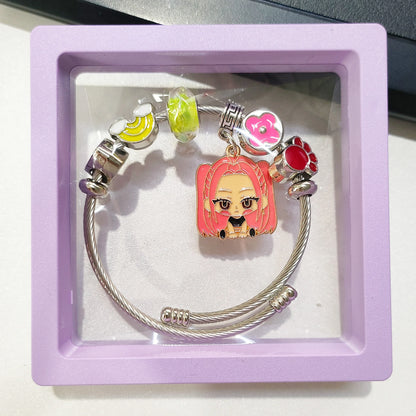 Hot 4Pcs Cartoon Anime Bracelet Set, High-Value Exquisite Bangles Ideal Children's Day Gift for Boys Girls Kids