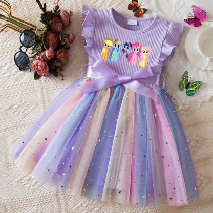 Official My Little Pony "Rainbow Magic" Princess Dress: Lavender Ribbed Bodice & Sequin Tulle Tutu