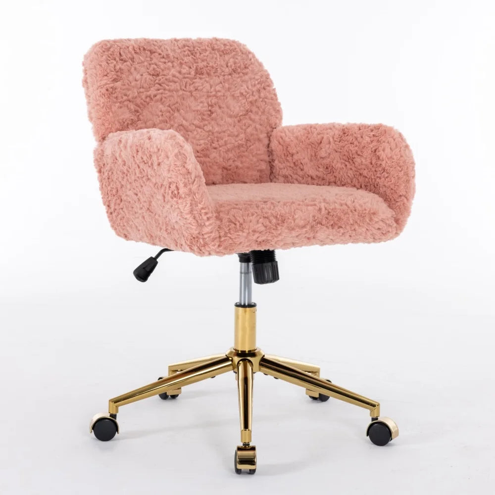 Pink Faux Fur Vanity Chair