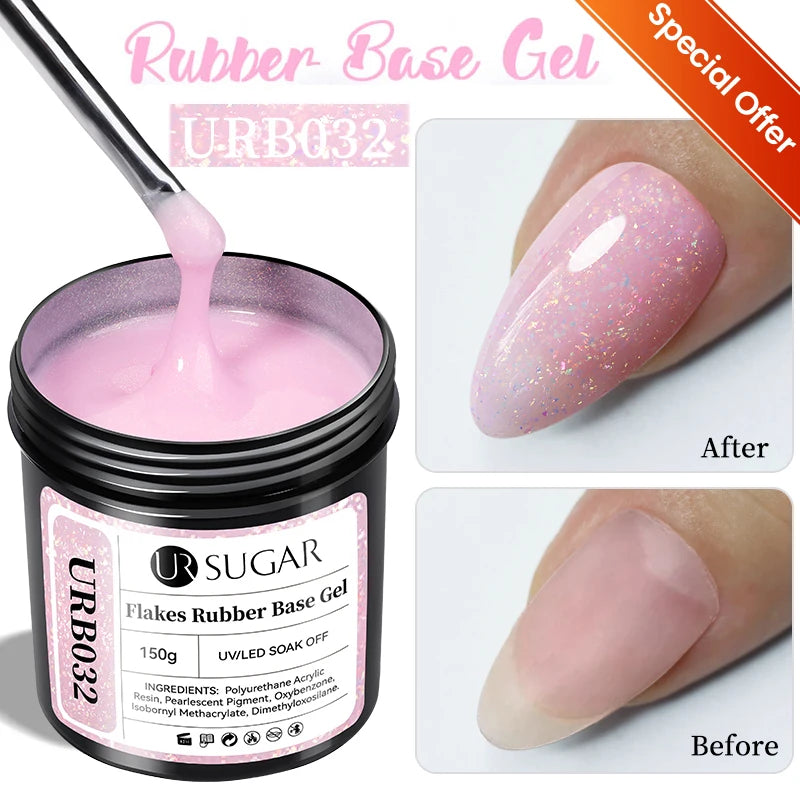 UR SUGAR 150g Rubber Base Gel Nail Polish Sparking Aurora Glitter Rubber Varnish Soak Off Semi permanent UV LED Gel Manicure