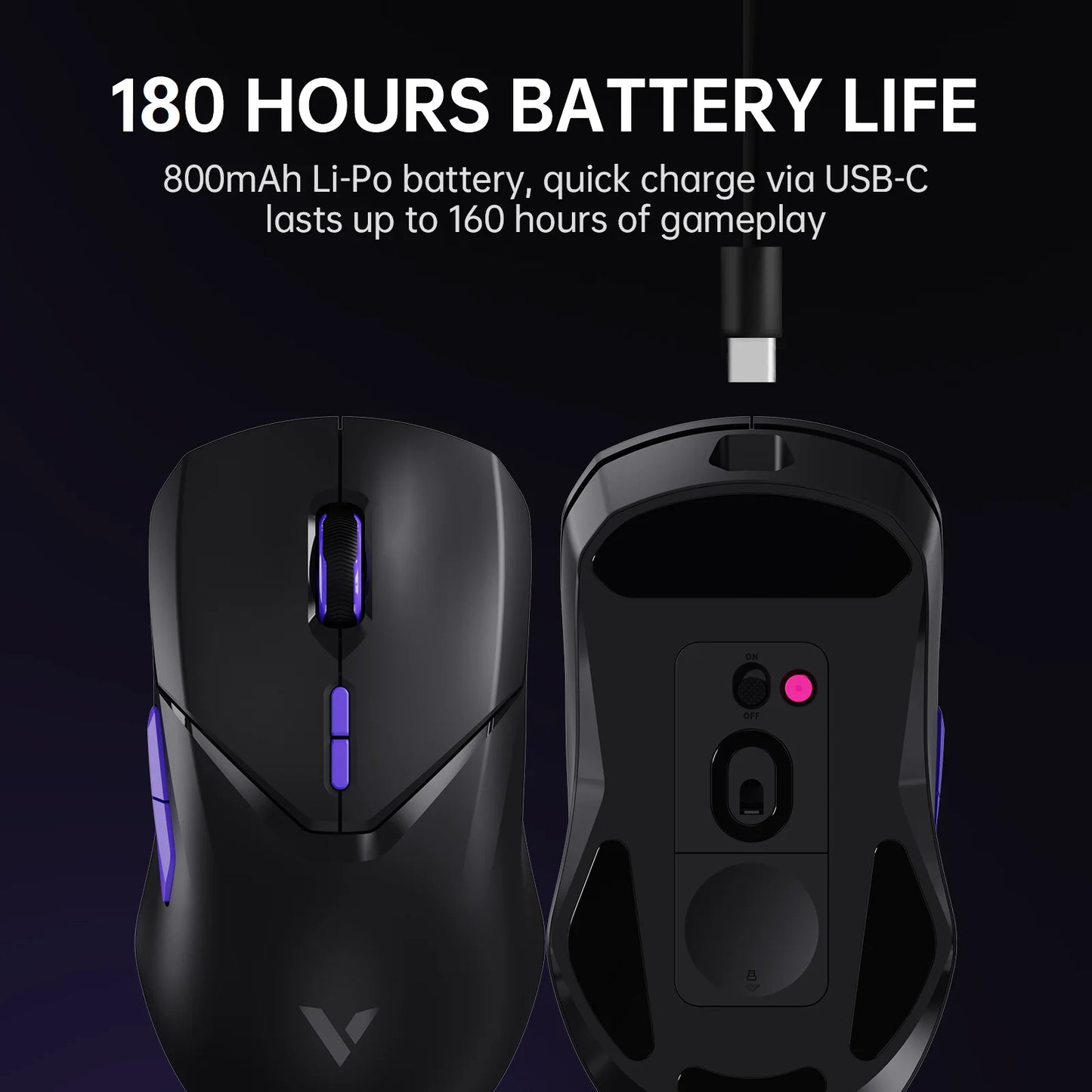 Rapoo VT9PRO 4K Wireless Gaming Mouse Superlight 26000DPI 4KHz Polling Rate 0.25ms Response Time 180H BatteryLife PAW3398