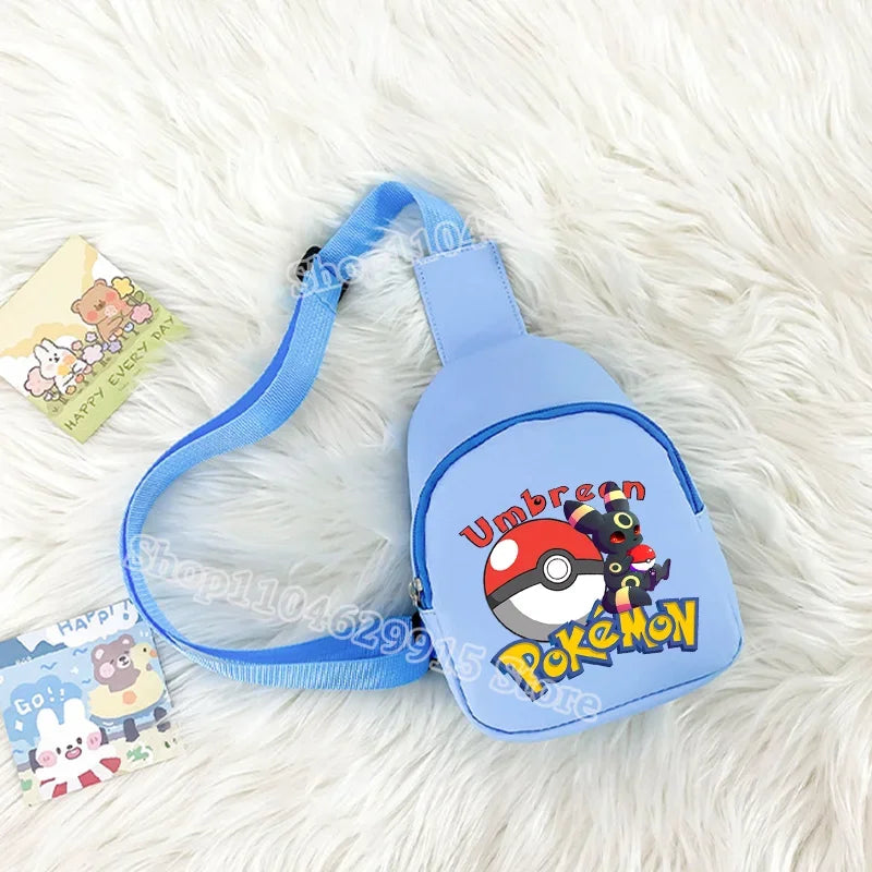 Pokemon Pikachu Shoulder Bag Kawaii Gengar Figures Pattern Chest Bags Portable Large Capacity Outdoor Crossbody Bag Gift