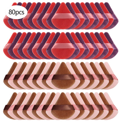 Mini Triangular Powder Puff 40-80Pcs, Apply Loose Powder by Gently Pressing It onto the Face to Achieve a Setting Effect
