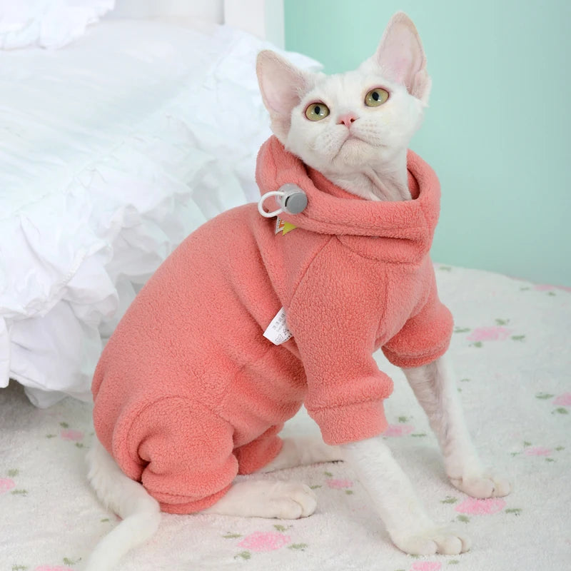 Fleece Hooded Sweater for Sphynx Cats 🐱❄️