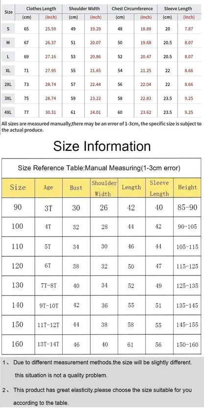 Pokémon Joint Short-sleeved T-shirt Magikarp Noodles Men's and Women's Summer Loose and Breathable Parent-child Top Clothing