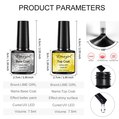 Limegirl Gel Nail Kit with Nail Lamp, 8ml Morandi Set, Base/Top/Matte, 30 Days Wear, UV/LED for Home & Salon