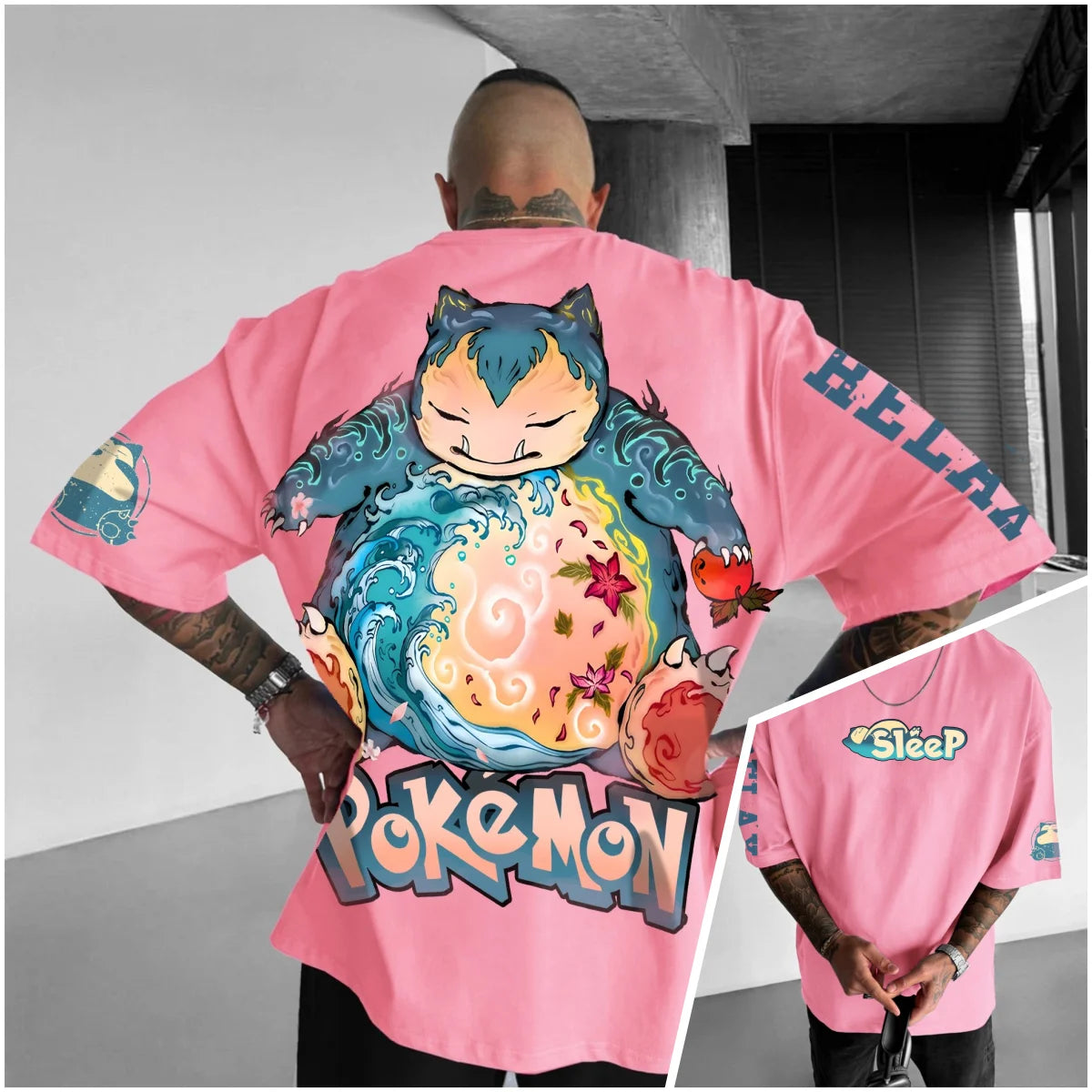 Bandai Pokémon World Harajuku Style Oversized Anime Print Adult Kids T-Shirts Summer Quick-dry Comfy Casual Light Plus Size